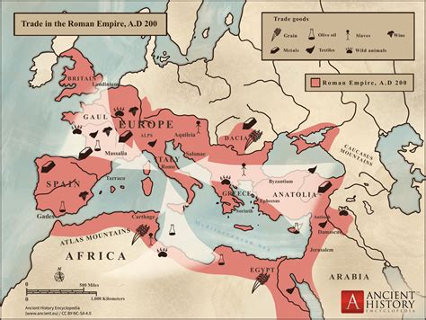 Trade in the Roman Empire Map (c. 200 CE) (Illustration) - World History Encyclopedia