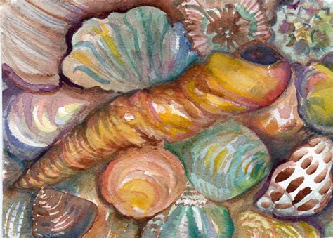 Original SeaShells Watercolor shells Painting