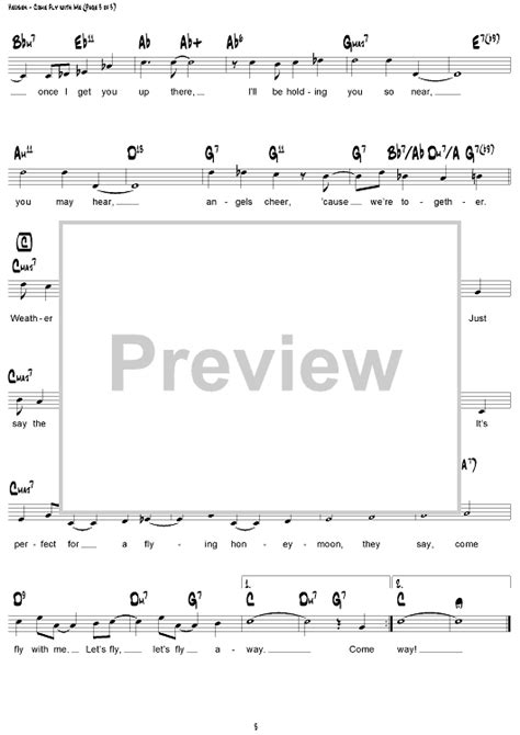 Come Fly With Me" Sheet Music by Frank Sinatra; Michael Buble for Lead ...