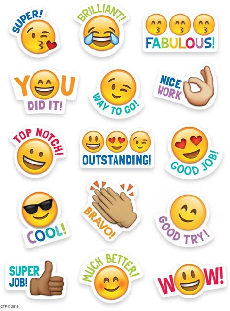 Amazon.com : CTP Emoji Fun Rewards Stickers, Emoji Stickers for Students, Set of 75, 1” x 1 ...