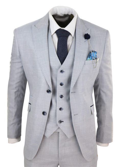 Mens Light Grey 3 Piece Suit | Happy Gentleman