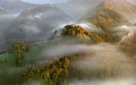 mist, Landscape, Nature, Aerial View, Mountain, Fall, Sunrise, Forest ...