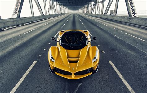 Wallpaper Ferrari, Front, Bridge, Yellow, Road, Supercar, LaFerrari, Gipercar images for desktop ...