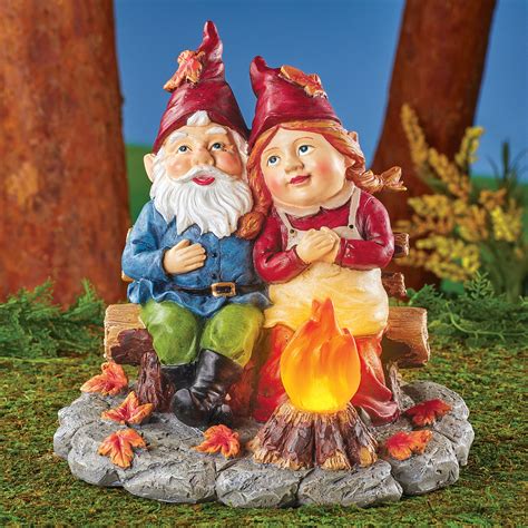 Solar Campfire Gnomes Garden Statue - Cute Autumn Gift Idea for Anyone | eBay