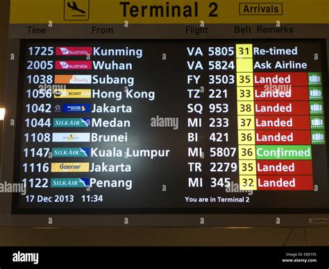 Singapore Changi airport timetable of flight information Stock Photo: 75718025 - Alamy