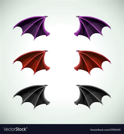 Demons wings set halloween decor icons Royalty Free Vector