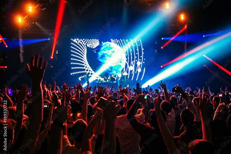 dj night club party rave with crowd in music festive Stock-Foto | Adobe Stock