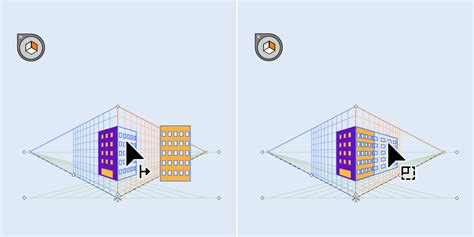 Modify objects in perspective using the Perspective Selection tool