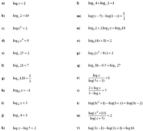 Math Exercises & Math Problems: Logarithmic Equations and Inequalities