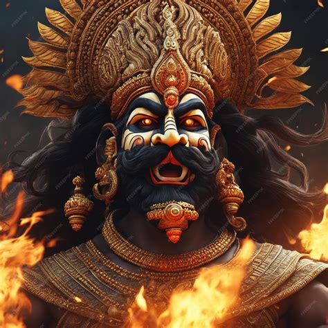 Premium AI Image | Dussehra Festival Ravan Dahan Burning