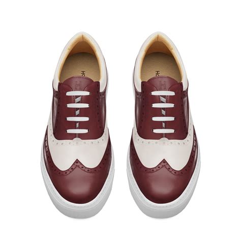 Burgundy & off-white leather brogue Sneakers