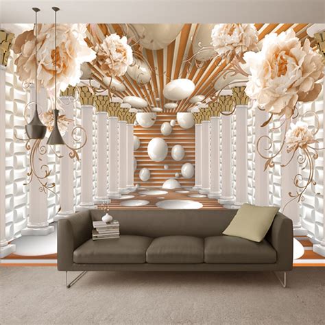 3D Wallpaper Modern Abstract Art Rome Column Flower Photo Wall Murals ...