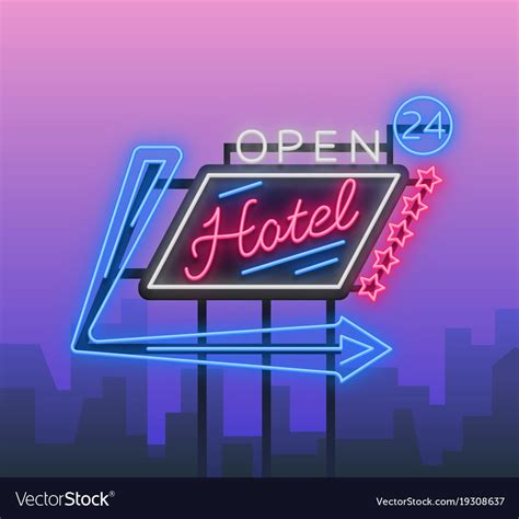 Hotel is a neon sign retro Royalty Free Vector Image