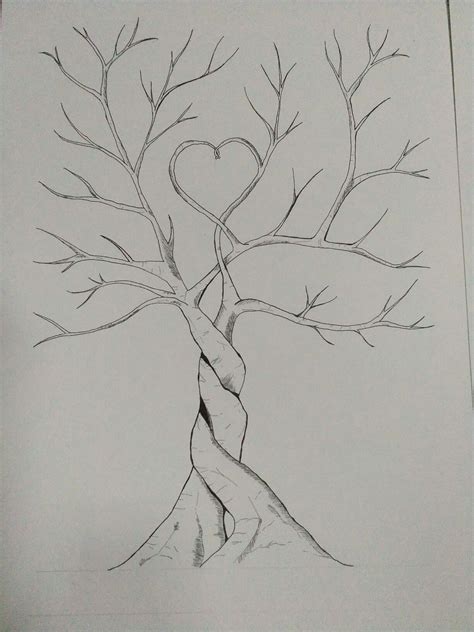 Wedding Tree Pencil Drawing