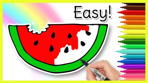 How To Draw A Cute Watermelon Super Easy Youtube Super Easy | Images ...