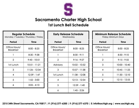 Bell Schedule - St Hope SAC High