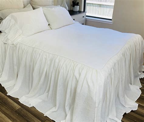 White Bedspread, Linen Bed Cover | Handcrafted by Superior Custom Linens