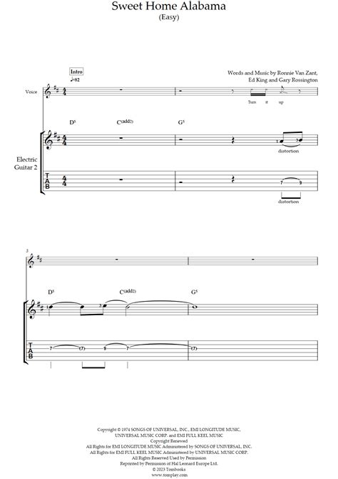 Sweet Home Alabama (Easy Level, Lead Guitar) (Lynyrd Skynyrd) - Guitar ...