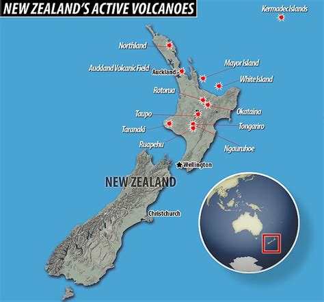 New Zealand Active Volcanoes Map