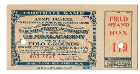 1923 Army-Navy Game Program & Full Ticket