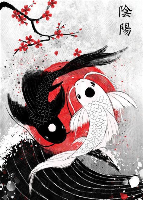 'Koi Fish Yin Yang RubyArt' Poster by Ruby Art | Displate | Koi art ...