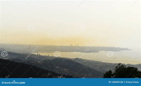 Large Panoramic View of Beirut Cityskyline in a Cloud of Atmospheric ...