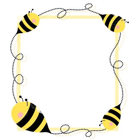 Bumble Bee White Transparent, Cute Bumble Bee Frame Border Yellow, Cute ...