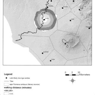 The ager Romanus antiquus according to cost-surface analysis | Download ...