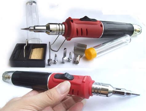 10 in 1 Professional Butane Gas Soldering Iron Kit Cordless Welding Torch Solder Tool Kit High ...