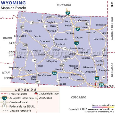 El Mapa del Estado de Wyoming - Estados Unidos de America