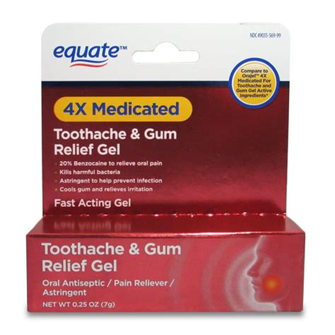 Equate 4X Medicated Toothache & Gum Relief Oral Pain Gel, 0.25 oz - Walmart.com - Walmart.com