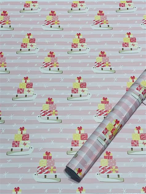 Pink Christmas Wrapping Paper Sheets Set of 3 Christmas | Etsy