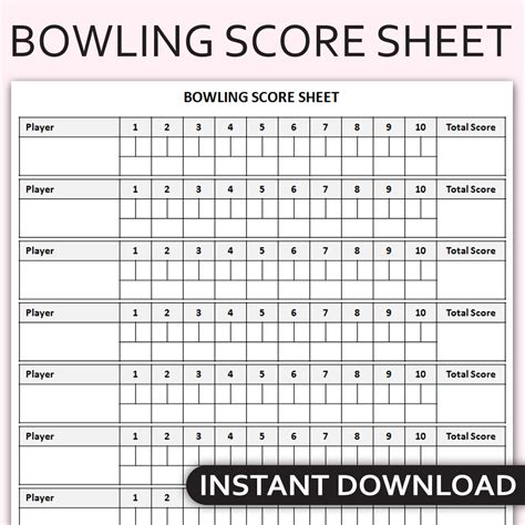 Printable Bowling Score Sheet, Bowling Scorecard, Bowling Sc | Inspire Uplift