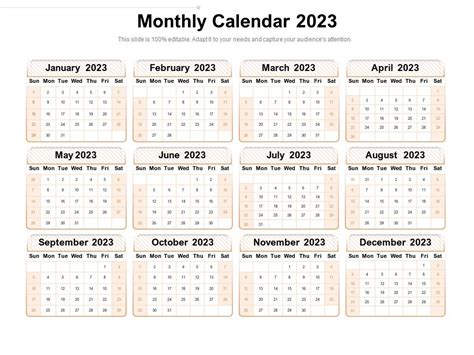 Monthly Calendar 2023 Presentation Graphics Presentation Powerpoint - Riset