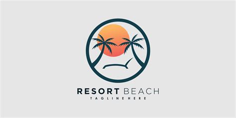 resort beach logo design vector with icon palm creative concept 12916592 Vector Art at Vecteezy