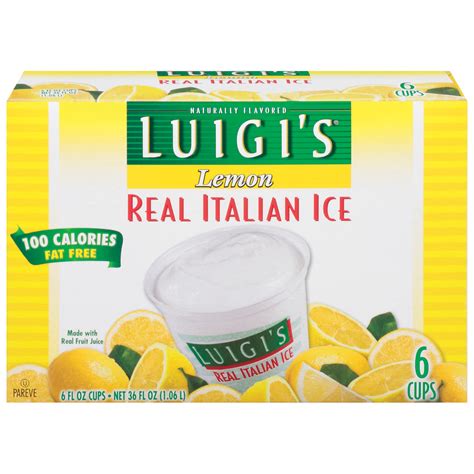 Luigi's Real Italian Ice, Lemon, 6 - 6 fl oz cups [36 fl oz (1.06 lt)]