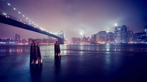 bridge, Night, City, Building, Skyscraper, Clouds Wallpapers HD ...