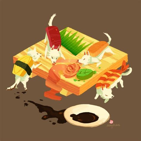 sushi dogs by hyamei on deviantART | Art, Food artists, Vibrant art