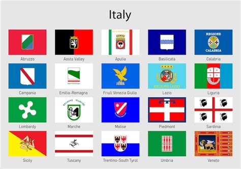 Premium Vector | Set Flags of the states of Italy All Italian regions ...