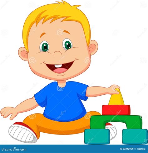 Cartoon Baby is Playing with Educational Toys Stock Vector - Illustration of education, letters ...