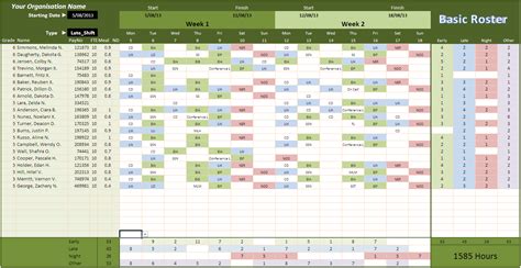 Roster Spreadsheet Template Free — db-excel.com