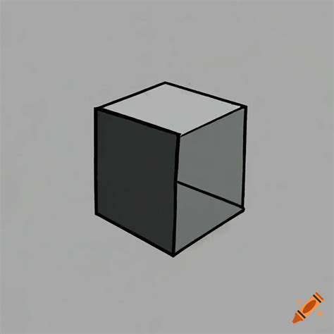 Minimalist gray cube drawing