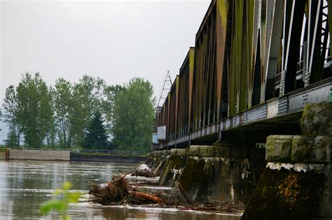 Mission bridge during high water - spring can see the water rise 6 meters | Fraser river, Bridge ...