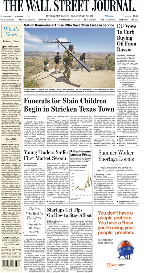 The Wall Street Journal on Twitter: "Take an early look at the front page of The Wall Street ...