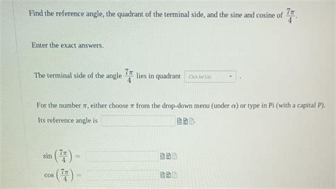 Solved Find the reference angle, the quadrant of the | Chegg.com