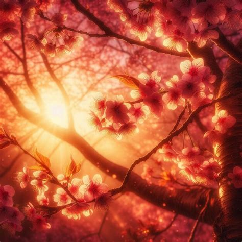 Premium Photo | Hyper realistic Sakura Cherry Blossom Tree Leaves Japanese Festival Morning Dew ...