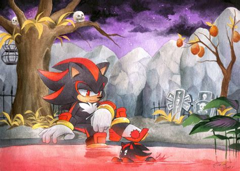 #2863 - safe, artist:finikart, shadow the hedgehog, chao, blood, chao garden, dark chao, dark ...