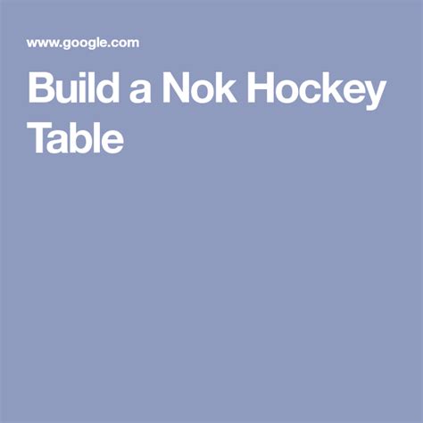 Build a Nok Hockey Table | Nok, Hockey, Crafts for kids