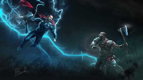 2048x1152 Thor Vs Kratos Art 2048x1152 Resolution HD 4k Wallpapers, Images, Backgrounds, Photos ...