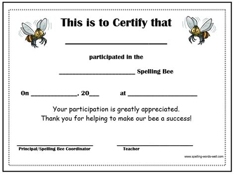 Free Spelling Bee Certificates